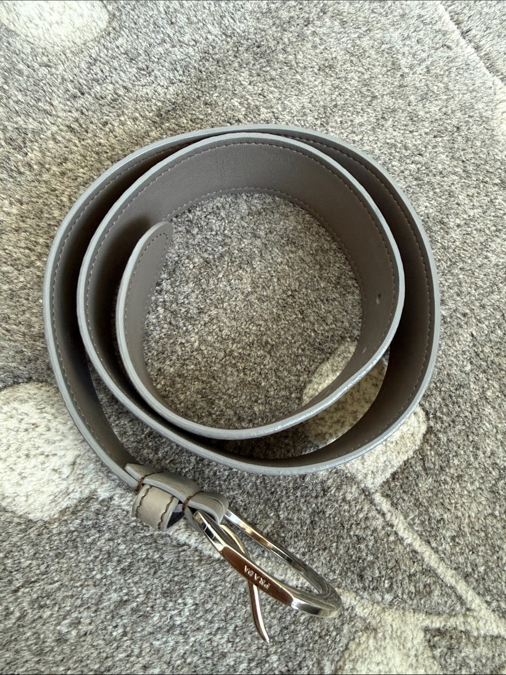 Prada Gray Leather Belt with Silver O-Ring Buckle - Picture 4 of 13